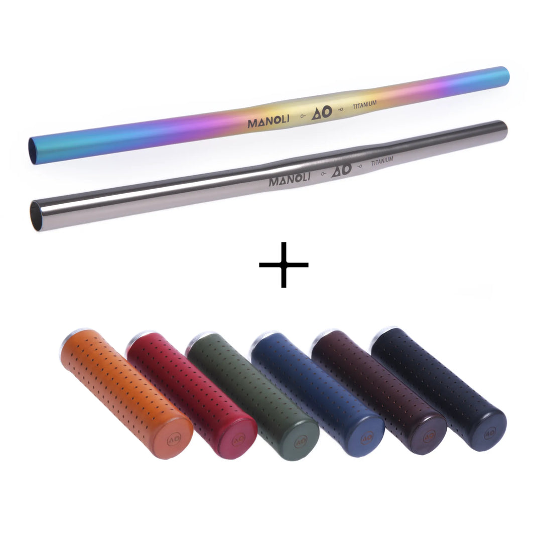 Manoli Bundle: Leather Grips Titanium Handlebars for Brompton